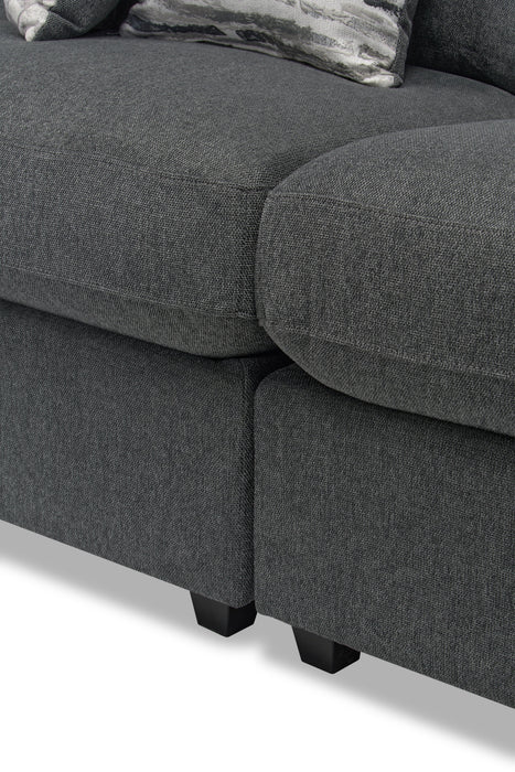 Scott Living Evolve Modular 5-Piece Linen-Look Fabric Sectional with Feather Down Cushions - Charcoal Grey 
