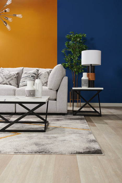 Scott Living Evolve Modular 5-Piece Linen-Look Fabric Sectional with Feather Down Cushions - Grey 
