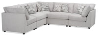 Scott Living Evolve Modular 5-Piece Linen-Look Fabric Sectional with Feather Down Cushions - Grey