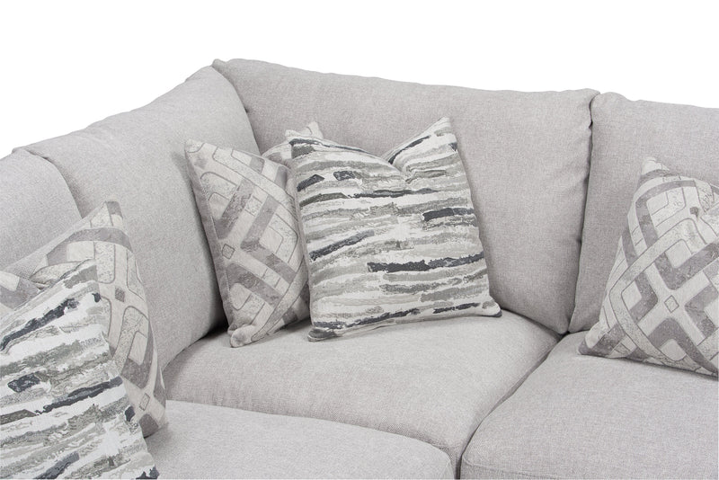 Scott Living Evolve Modular 5-Piece Linen-Look Fabric Sectional with Feather Down Cushions - Grey 