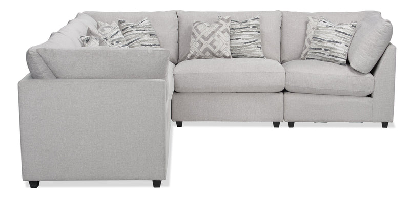 Scott Living Evolve Modular 5-Piece Linen-Look Fabric Sectional with Feather Down Cushions - Grey 