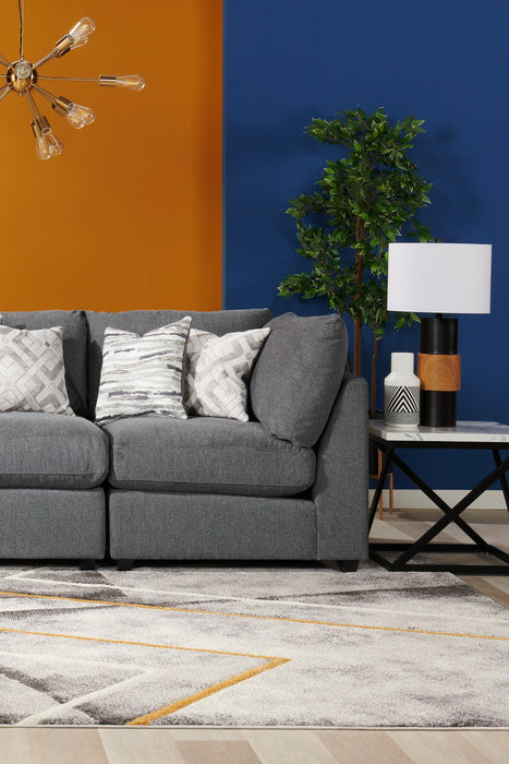 Scott Living Evolve Modular 5-Piece Linen-Look Fabric Sectional with Feather Down Cushions - Charcoal Grey 