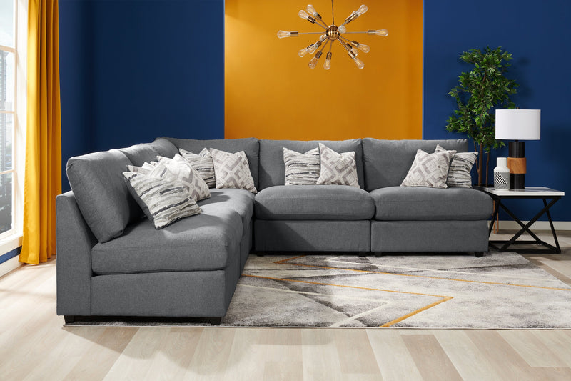 Scott Living Evolve Modular 39.5\" Linen-Look Fabric Armless Chair with Feather Down Cushions - Charcoal Grey 