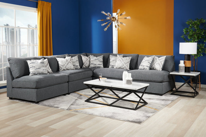 Scott Living Evolve Modular 39.5\" Linen-Look Fabric Armless Chair with Feather Down Cushions - Charcoal Grey 