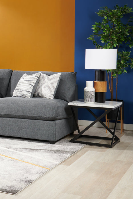 Scott Living Evolve Modular 39.5\" Linen-Look Fabric Armless Chair with Feather Down Cushions - Charcoal Grey 