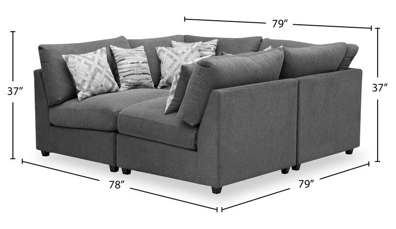 Evolve 4-Piece Sectional - Charcoal