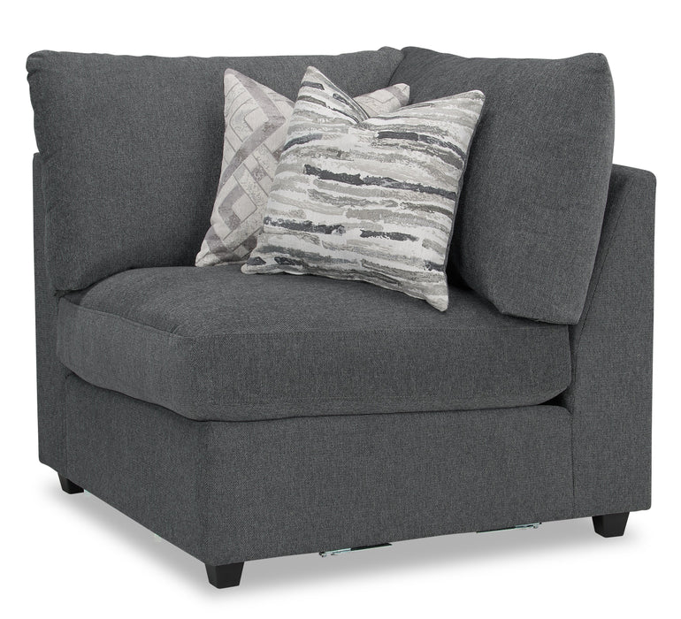 Scott Living Evolve Modular 5-Piece Linen-Look Fabric Armless Sectional with Feather Down Cushions - Charcoal Grey 