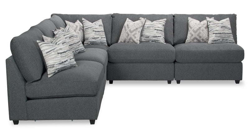 Scott Living Evolve Modular 5-Piece Linen-Look Fabric Armless Sectional with Feather Down Cushions - Charcoal Grey 