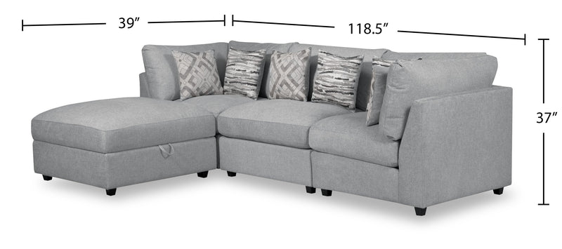 Evolve Sectional with Ottoman - Grey