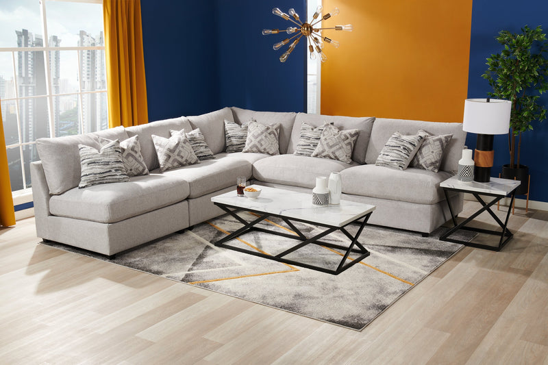 Scott Living Evolve Modular 39.5\" Linen-Look Fabric Armless Chair with Feather Down Cushions - Grey 