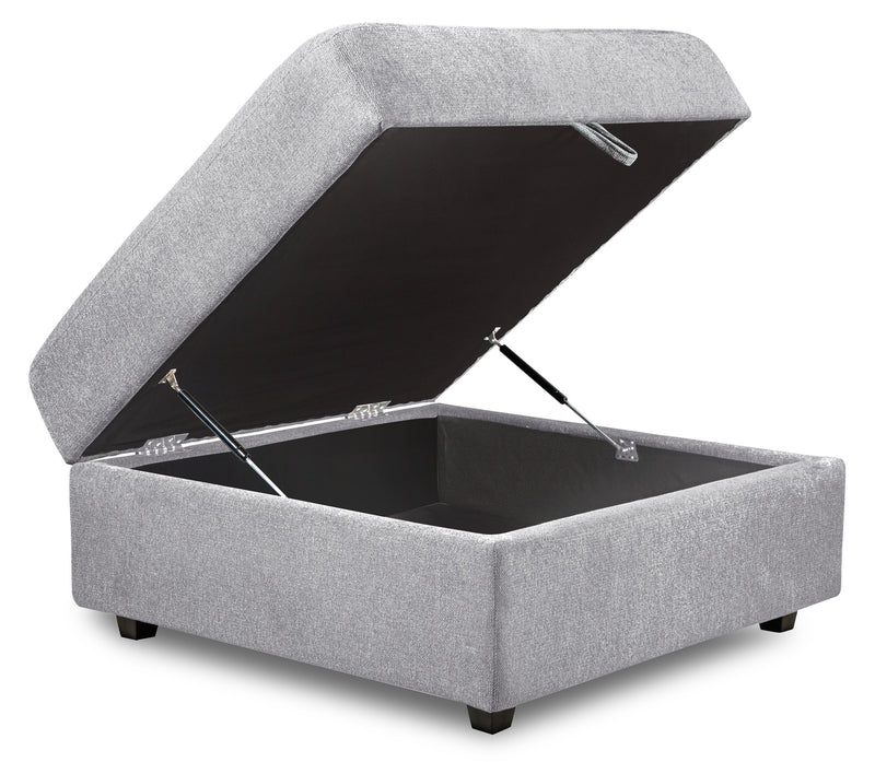Scott Living Evolve Modular 39.5\" Linen-Look Fabric Storage Ottoman with Feather Down Cushion - Grey 