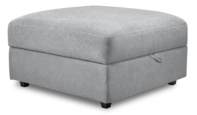 Scott Living Evolve Modular 39.5\" Linen-Look Fabric Storage Ottoman with Feather Down Cushion - Grey 