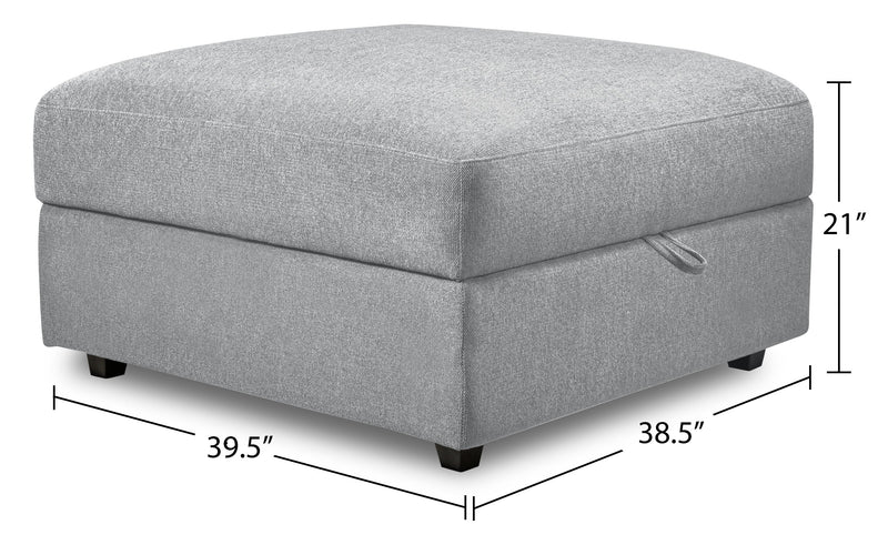 Scott Living Evolve Modular 39.5\" Linen-Look Fabric Storage Ottoman with Feather Down Cushion - Grey 