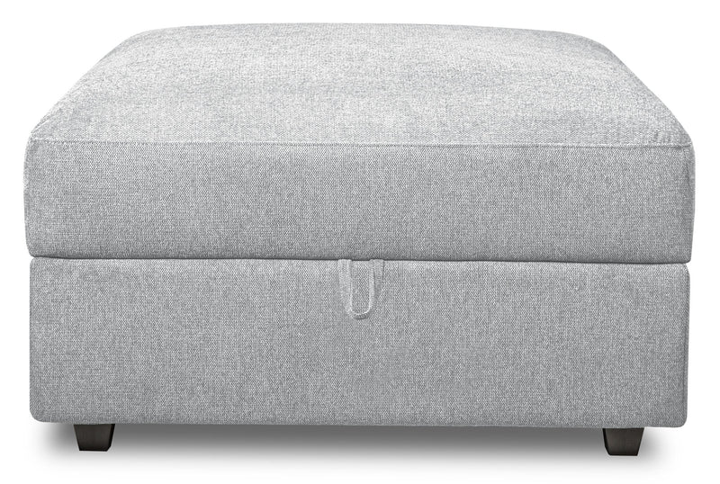 Scott Living Evolve Modular 39.5\" Linen-Look Fabric Storage Ottoman with Feather Down Cushion - Grey 
