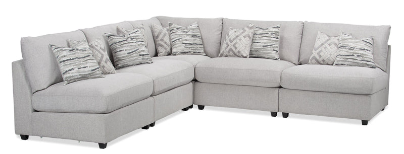 Scott Living Evolve Modular 5-Piece Linen-Look Fabric Armless Sectional with Feather Down Cushions - Grey 
