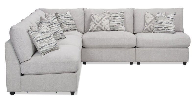 Scott Living Evolve Modular 5-Piece Linen-Look Fabric Armless Sectional with Feather Down Cushions - Grey 