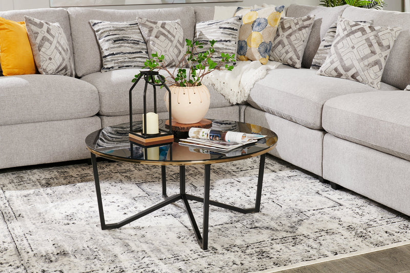 Scott Living Evolve Modular 5-Piece Linen-Look Fabric Armless Sectional with Feather Down Cushions - Grey 