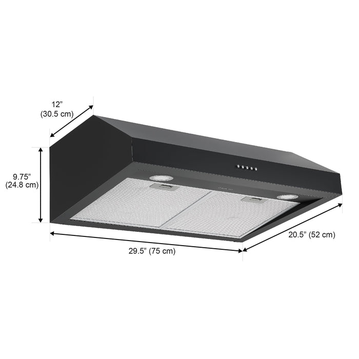 Ancona 30\" Ducted Under Cabinet Range Hood - AN-18041BLK 