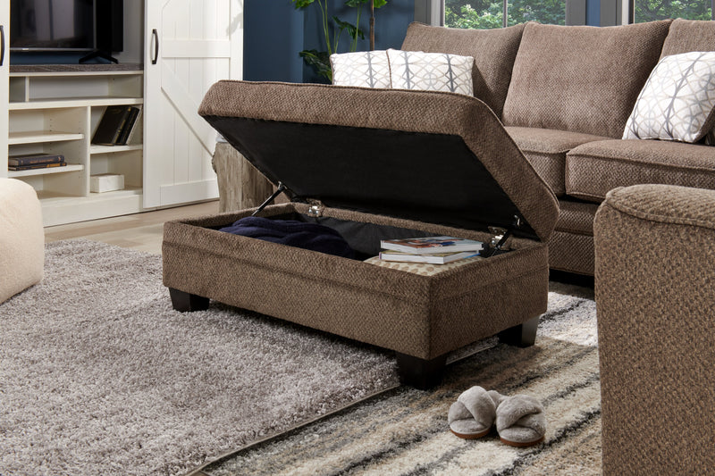 Febe Chenille Ottoman - Brown