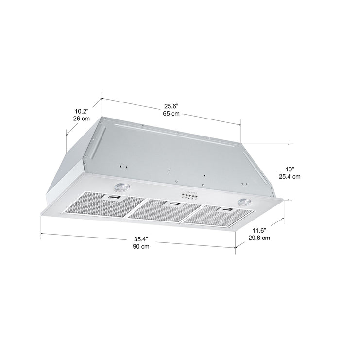 Ancona B336D 36\" Built-In Ducted Range Hood - AN-1323 