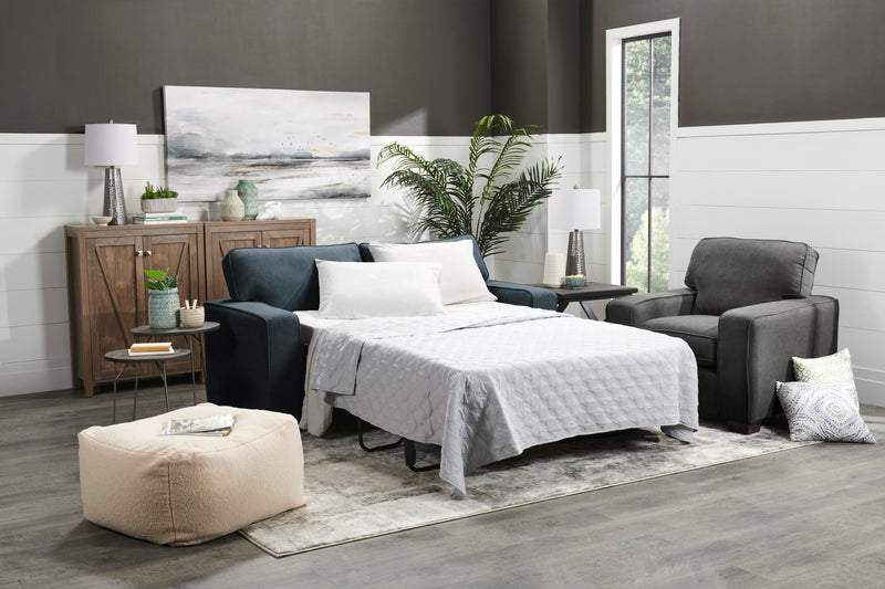 Fiona Chenille Twin-Size Sofa Bed – Navy