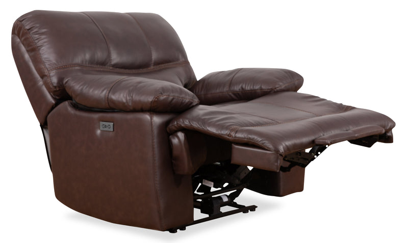 Franco 42.5\" Genuine Leather Zero Gravity Power Reclining Chair with USB Port - Brown 