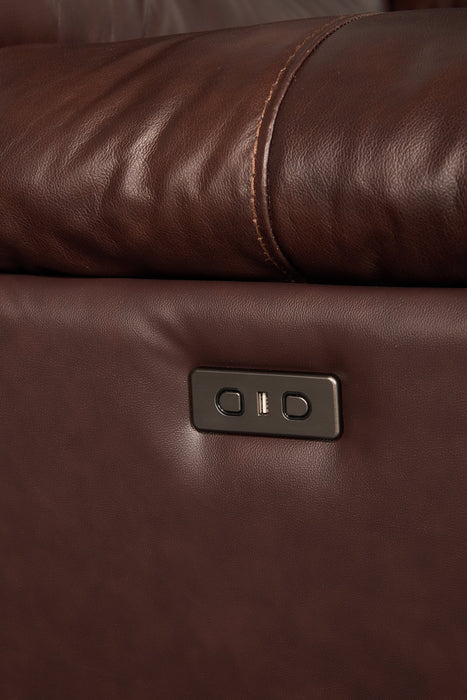 Franco 42.5\" Genuine Leather Zero Gravity Power Reclining Chair with USB Port - Brown 