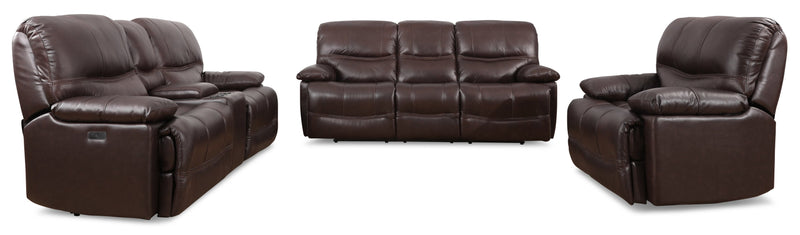 Franco 79\" Genuine Leather Zero Gravity Power Reclining Loveseat with Storage Console and USB Ports - Brown 
