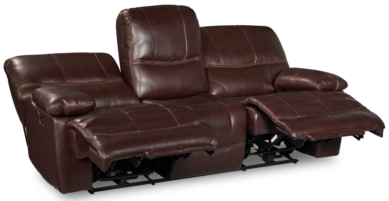 Franco 89\" Genuine Leather Zero Gravity Power Reclining Sofa with USB Ports - Brown 