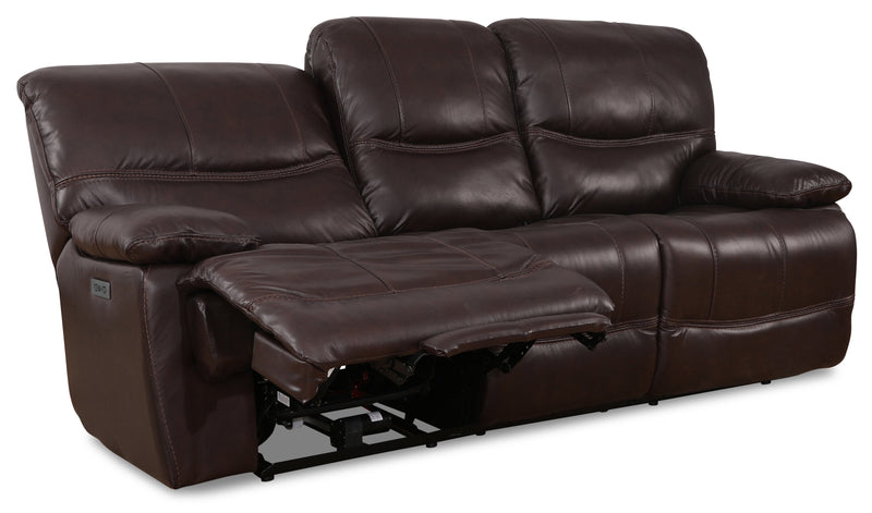 Franco 89\" Genuine Leather Zero Gravity Power Reclining Sofa with USB Ports - Brown 