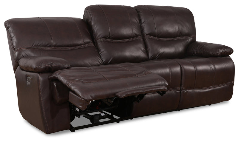 Franco 89\" Genuine Leather Zero Gravity Power Reclining Sofa with USB Ports - Brown 