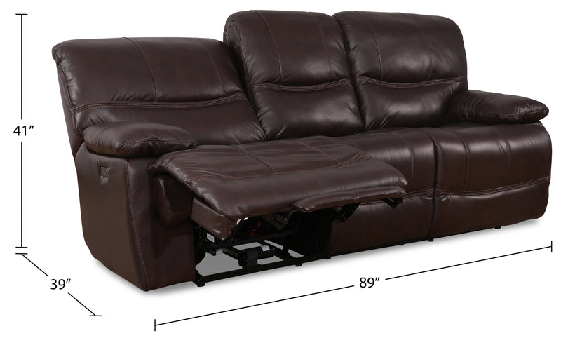 Franco 89\" Genuine Leather Zero Gravity Power Reclining Sofa with USB Ports - Brown 