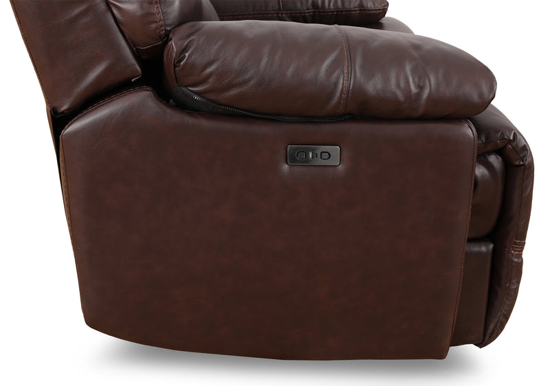 Franco 89\" Genuine Leather Zero Gravity Power Reclining Sofa with USB Ports - Brown 