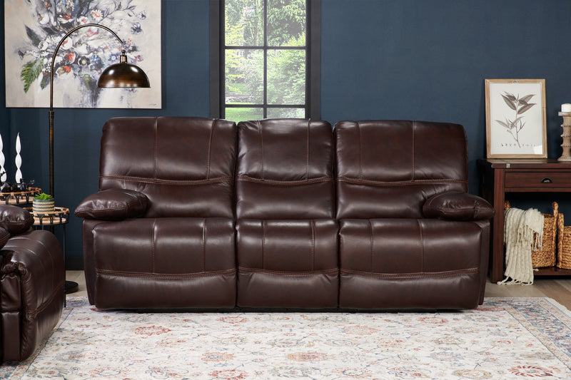 Franco 89\" Genuine Leather Zero Gravity Power Reclining Sofa with USB Ports - Brown 