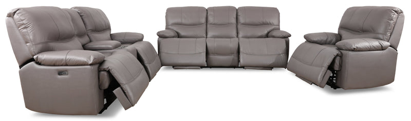 Franco 42.5\" Genuine Leather Zero Gravity Power Reclining Chair with USB Port - Grey 