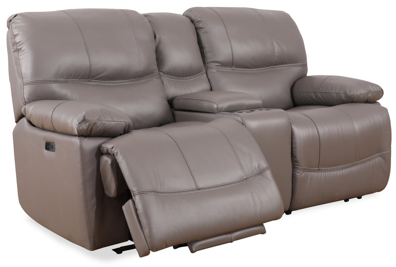 Franco 79\" Genuine Leather Zero Gravity Power Reclining Loveseat with Storage Console and USB Ports - Grey 
