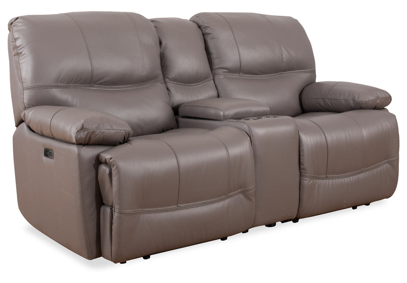 Franco 79\" Genuine Leather Zero Gravity Power Reclining Loveseat with Storage Console and USB Ports - Grey 
