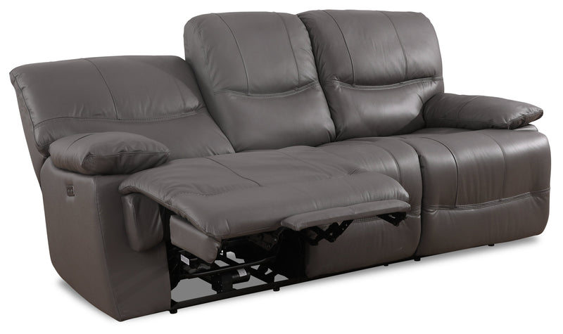 Franco 89\" Genuine Leather Zero Gravity Power Reclining Sofa with USB Ports - Grey 