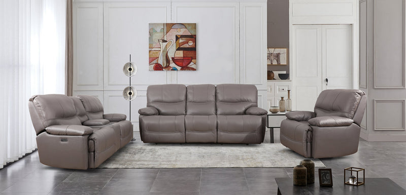 Franco 89\" Genuine Leather Zero Gravity Power Reclining Sofa with USB Ports - Grey 