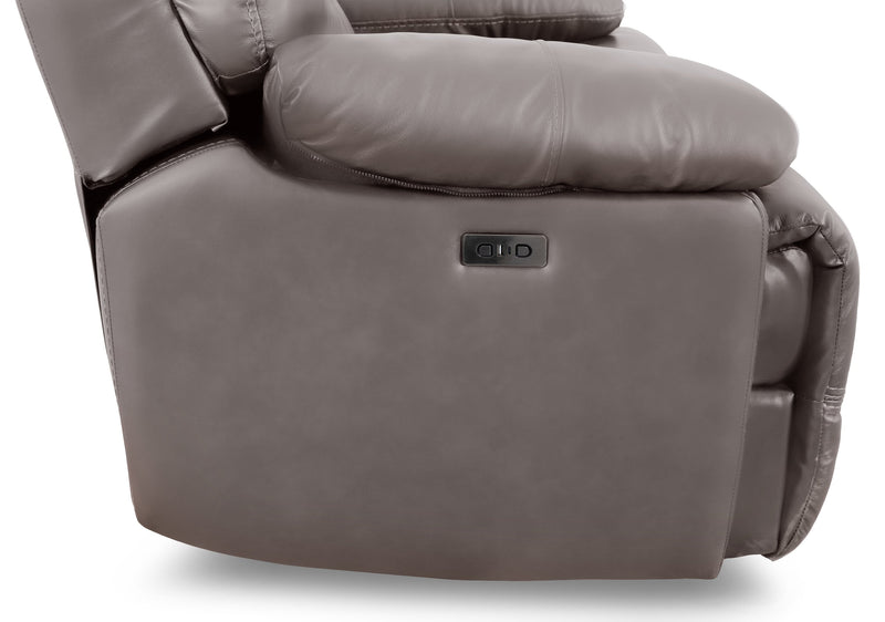 Franco 89\" Genuine Leather Zero Gravity Power Reclining Sofa with USB Ports - Grey 