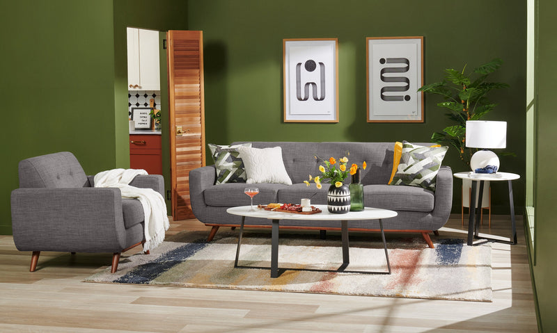 Freeman Linen-Look Fabric Chair - Charcoal 