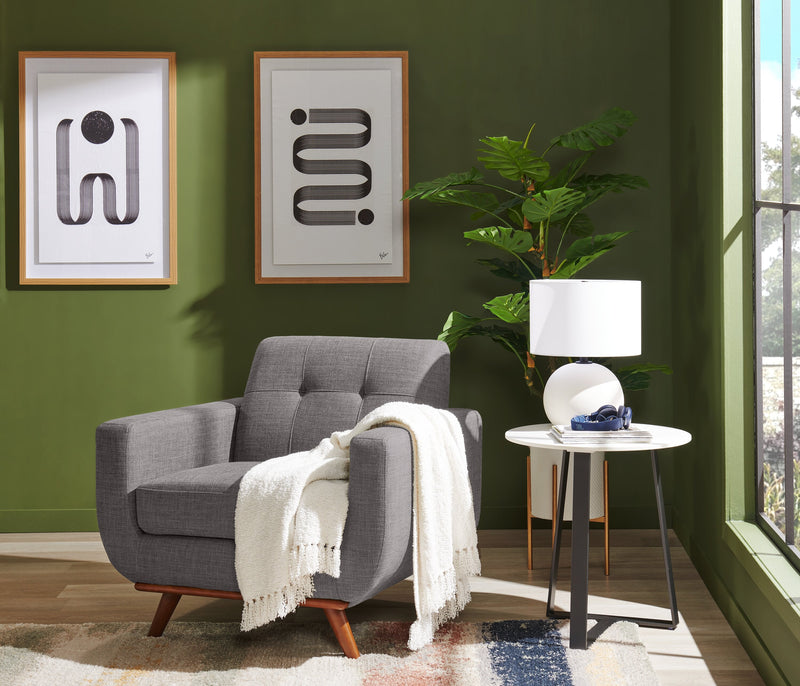 Freeman Linen-Look Fabric Chair - Charcoal 