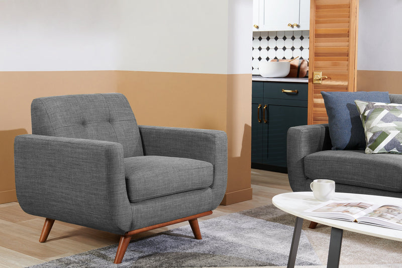 Freeman Linen-Look Fabric Chair - Charcoal 