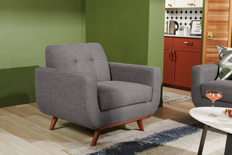Freeman Linen-Look Fabric Chair - Charcoal 
