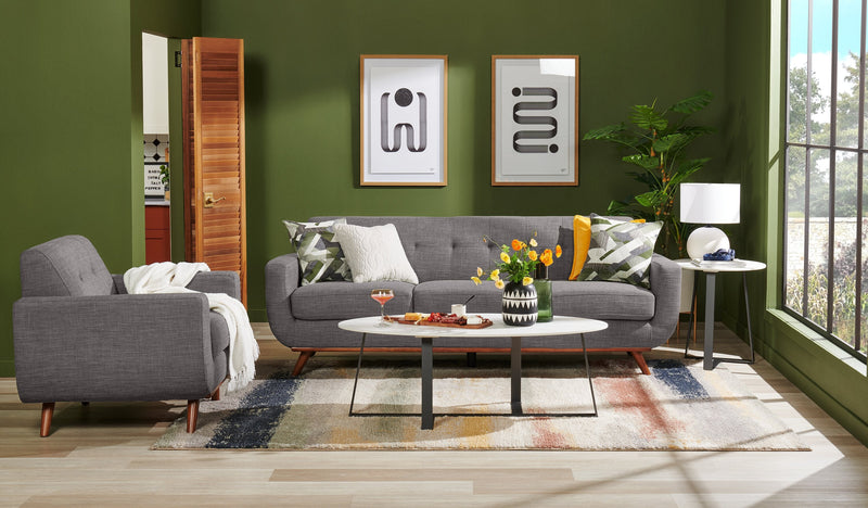 Freeman Linen-Look Fabric Sofa - Charcoal 
