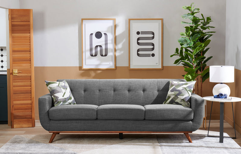 Freeman Linen-Look Fabric Sofa - Charcoal 