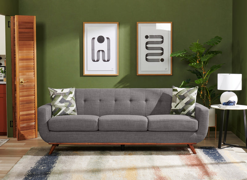 Freeman Linen-Look Fabric Sofa - Charcoal 