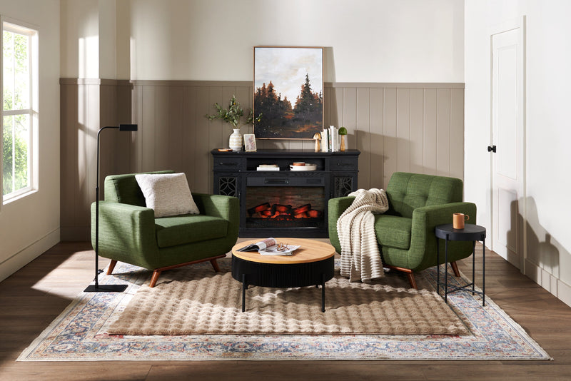 Freeman Linen-Look Fabric Chair - Avocado