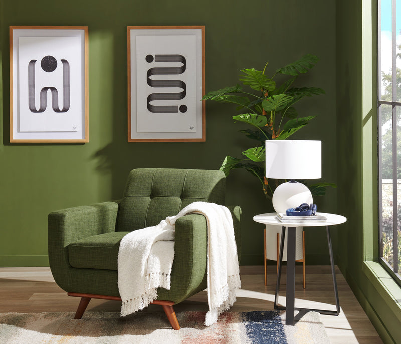 Freeman Linen-Look Fabric Chair - Avocado