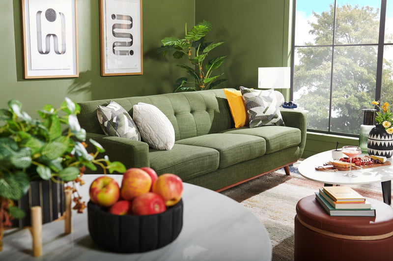 Freeman Linen-Look Fabric Sofa - Avocado